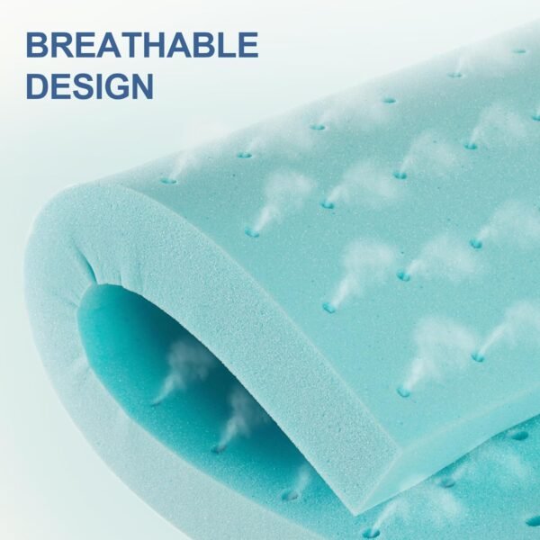 4 Inch Memory Foam Mattress Topper Twin XL, Mattress Pad Gel Infused Foam Bed Topper, Ventilated Soft Blue,Twin XL Size - Image 2