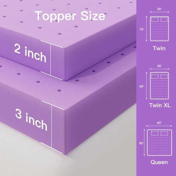 3 Inch Full(54"x75") Gel Memory Foam Mattress Topper,Cooling Gel Infused Mattress Pad Mattress Topper for Pressure Relief Back Pain,CertiPUR-US Certified - Image 7