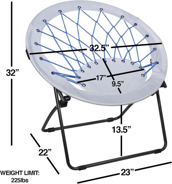 Zenithen Indoor Outdoor Bungee Round Metal Framed Folding Dish Saucer Chair for Bedroom, Dorm Room, Outdoor Activities, Movies and Camping, Cobalt Blue (Pack of 1) - Image 3