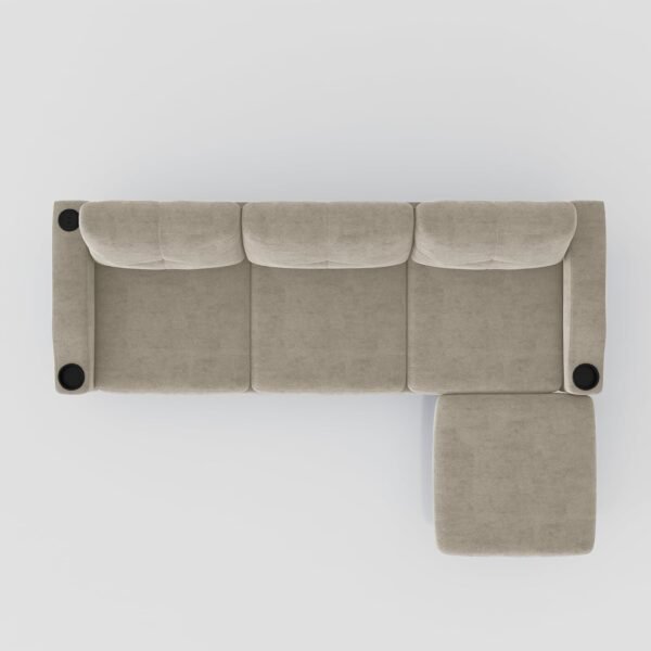 Sofa Couch, Sectional Couch Home Sofa for Living Room 3 Seater, Lounge Sofa with Ottoman, Couch with USB Charging & Cup Holders, L Shaped Modular Sectional Sofa for Office/Small Space, Beige - Image 5