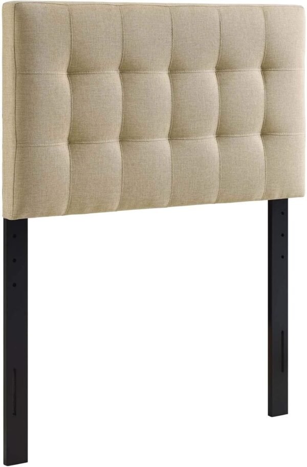 Modway Lily Tufted Linen Fabric Upholstered Twin Headboard in Beige - Image 4