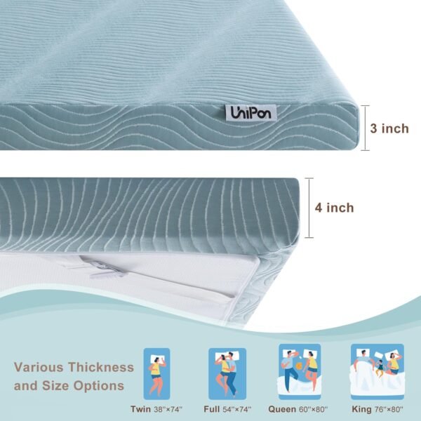 Firm to Extra Firm Mattress Topper 3 inch Queen Size Memory Foam Mattress Topper Gel Infused with High-Density Foam for Body Support & Pressure Relief, Ventilated Design, CertiPUR-US Certified - Image 6