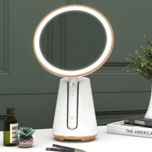 Lighted Makeup Mirror Vanity Mirror with Lights Circle Mirror for Makeup 10X Magnification 180°Rotation 3 Color Lighting Modes Portable LED Makeup Mirror Vanity Mirror for Bathroom,White