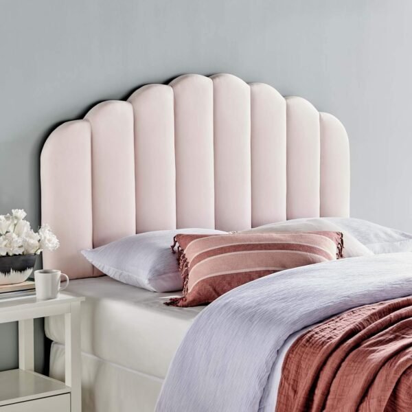 Modway Veronique Channel Tufted Performance Velvet Upholstered Twin Headboard in Pink - Image 2