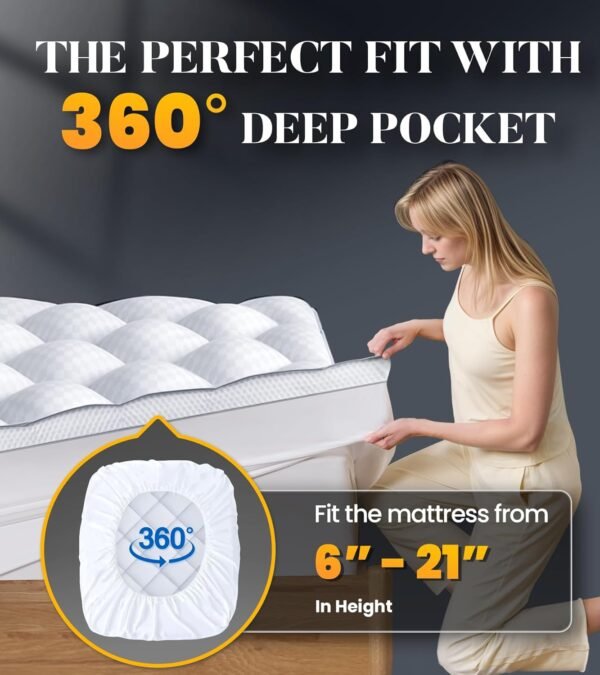 3 Inch Ultra-Fluffy Memory Foam Mattress Topper Twin XL for Back Pain, Extra Soft Pillow Top Twin XL Mattress Topper with 4X Support, Mattress Pad with Breathable Air Mesh Sides, 6-21'' Deep Pocket - Image 5
