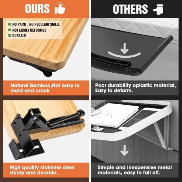Foldable Bedside Shelf for Dorm Bed,Folding Bed Table,Bunk Bed Tray for Top Bunk,Bed Side Table for College Dorm - Image 4