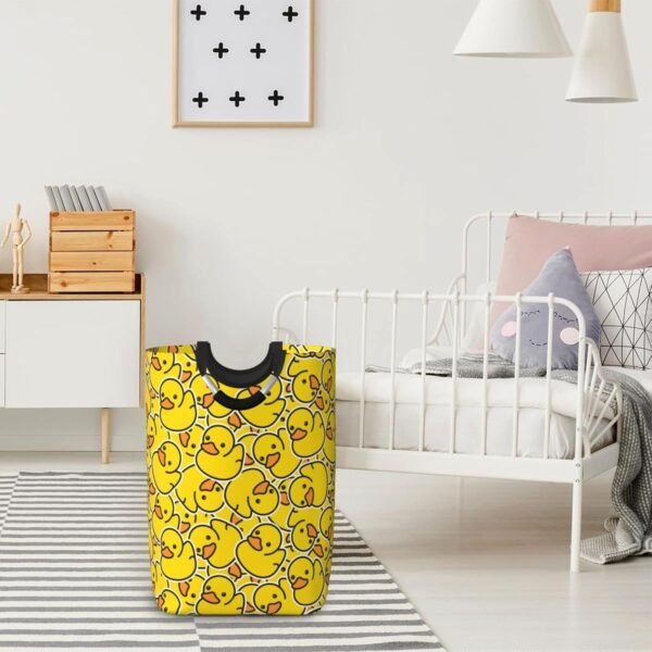 Cute Rubber Ducky Laundry Hamper Yellow Cartoon Ducks Storage Basket Toys Clothes Organizer Bin For Home Bathroom Bedroom Dorm Nursery, 52l - Image 5