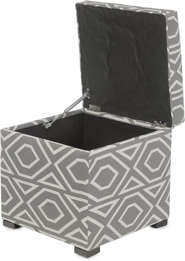 MJL Furniture Designs Tami Square Storage Ottoman, Fabric Upholstered Cube for Living Room, Bedroom or Dorm, Extra Seating Perfect for Small Spaces, 20 Inch, Metal - Image 5