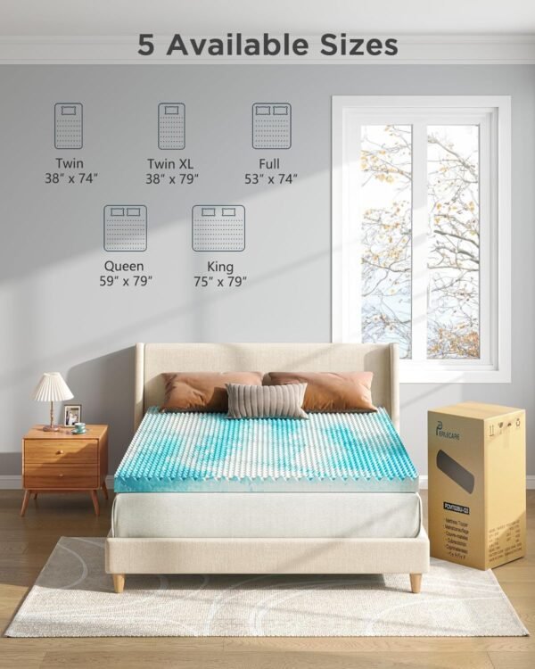 PERLECARE 3-Inch Twin Egg Crate Memory Foam Mattress Topper for Pressure Relief, Cooling Mattress Topper Twin, Gel Infused & Ventilated Design, CertiPUR-US Certified Twin Bed Topper, Blue, PCMT02BU-T3 - Image 6
