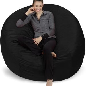 Sofa Sack Bean Bag Chair – Plush, Ultra Soft – Memory Foam Bean Bag Chair with Microsuede Cover – Stuffed Foam Filled Furniture and Accessories for Dorm Room 6 Feet – Black