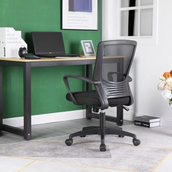 Ergonomic Office Chair Cheap Desk Chair Mesh Computer Chair with Lumbar Support Arms Modern Cute Swivel Rolling Task Mid Back Executive Chair for Women Men Adults Girls,Black - Image 6