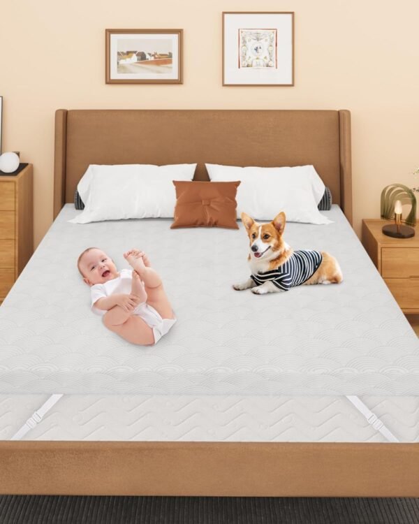 Zenzy 4" Twin Waterproof Mattress Topper Cover, [100% Waterproof] [Ultra-Soft] Cover for Mattress Topper, Washable & with Adjustable Straps, Oeko-TEX Certified [Only Cover]- Beige - Image 7