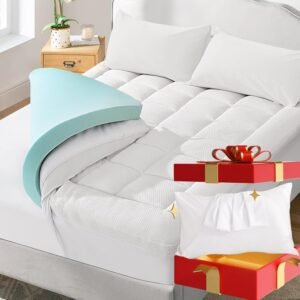Dual Layer 3 Inch Memory Foam Mattress Topper Ultra Soft and Breathable Twin Mattress Topper,Mattress Topper with Pillow Cases(3975)