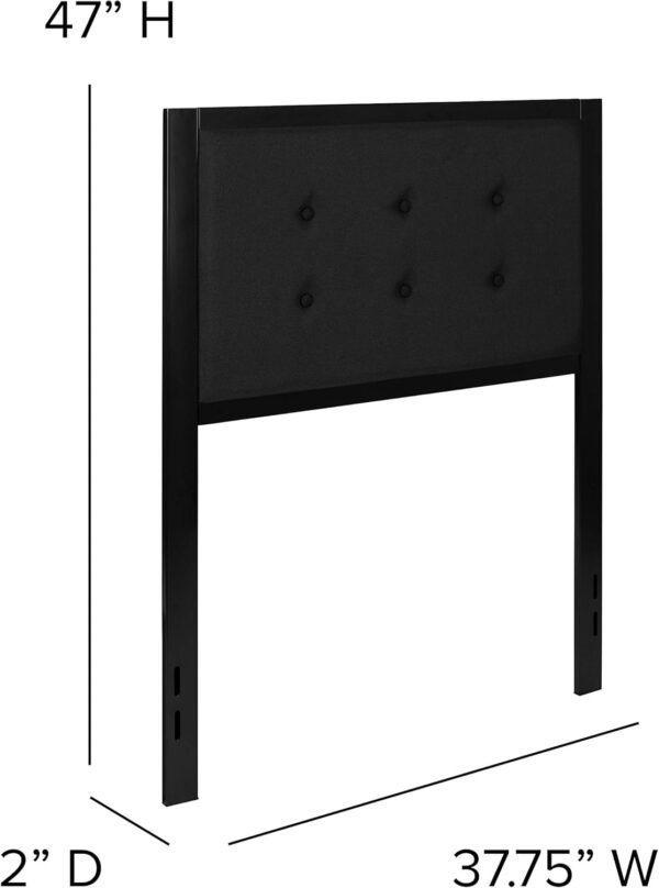Merrick Lane Camden Headboard - Twin Size Contemporary Black Tufted Fabric Headboard - Adjustable Rail Slots - Image 2