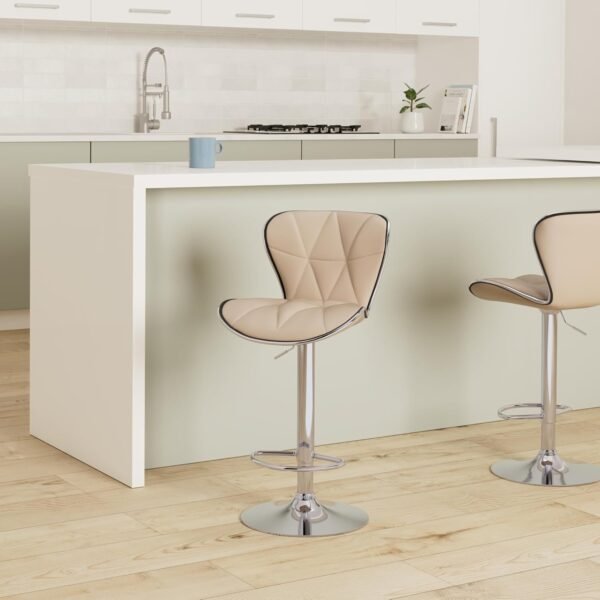 Leader Shell Back Bar Stools Set of 2, Adjustable Bar Stool with Back, Swivel Barstools (Khaki) - Image 2
