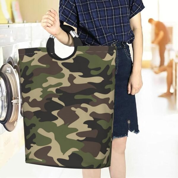 Camouflage Pattern Laundry Hamper Green Camo Storage Basket Toys Clothes Organizer Bin For Home Bathroom Bedroom Dorm Nursery, 52l - Image 7