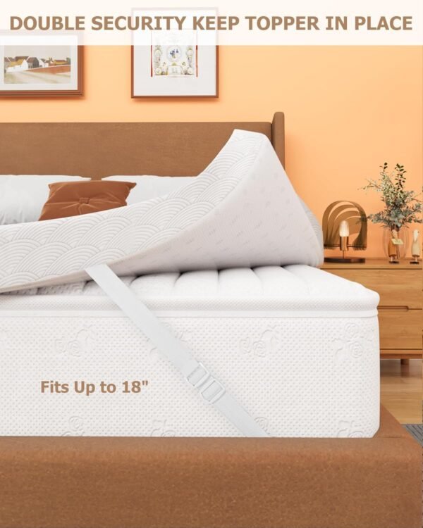 Zenzy 4" Twin Waterproof Mattress Topper Cover, [100% Waterproof] [Ultra-Soft] Cover for Mattress Topper, Washable & with Adjustable Straps, Oeko-TEX Certified [Only Cover]- Beige - Image 4