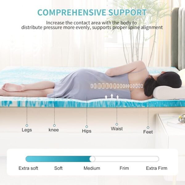 MUUEGM 4 Inch Memory Foam Mattress Topper Queen Size,Cooling Gel Infused Mattress Pad for Back Pain Relief,Ventilated Queen Mattress Bed Topper for College Dorm,CertiPUR-US Certified - Image 3