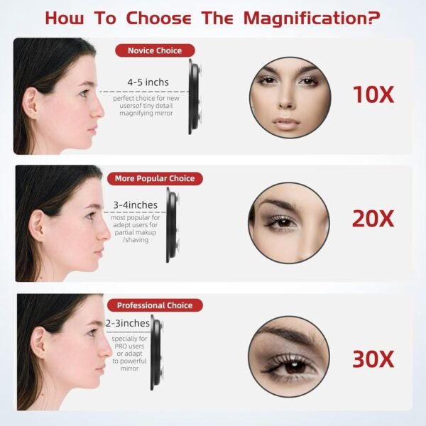10X Magnifying Mirror, 6'' Makeup Mirror with 10X Magnification, 10X Magnifying Mirror with Suction Cups, Large Makeup Magnifying Mirror Compact Magnified Mirror, Round Makeup Magnification & Tweezers - Image 4