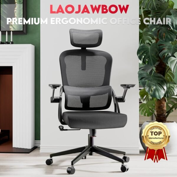Ergonomic Office Chair - 500LB Comfy Desk Chairs with Headrest and Lumbar Back Support, Heavy Duty Mesh Computer Chairs with Wheels and Arms for Home Office, Study, Bedroom and College Dorm - Image 7