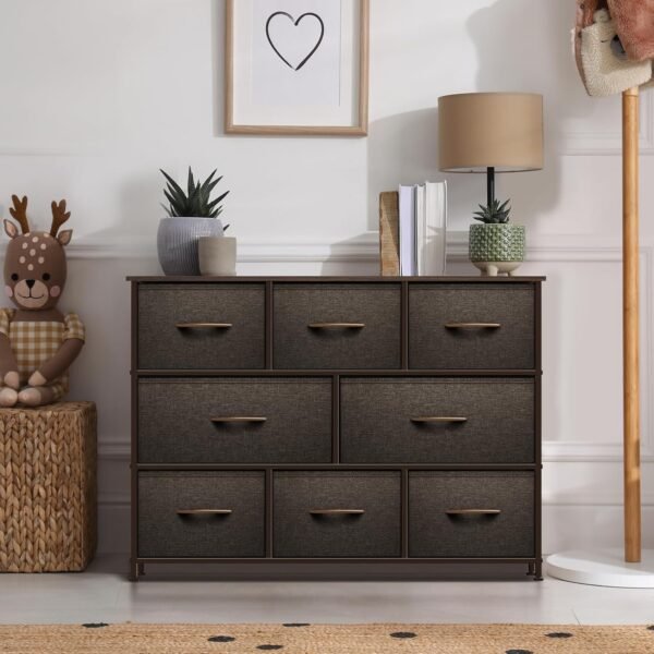 Sorbus Dresser with 8 Drawers - Chest Organizer Unit with Steel Frame Wood Top & Handle Easy Pull Fabric Bins for Clothes - Wide Storage Furniture for Bedroom, Hallway, Living Room, Nursery & Closet - Image 6
