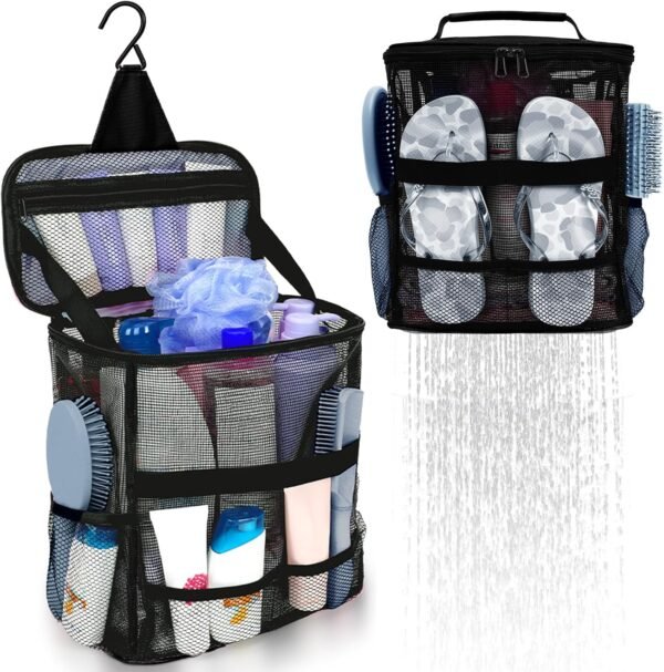 Dorm Room Essentials for College Students Girls Boys Guys, Large Capacity Mesh Shower Caddy Portable with Hanging Hook, Quick Dry Shower Bag for Camping, Beach Essentials, Birthday Gifts for Women Men - Image 2