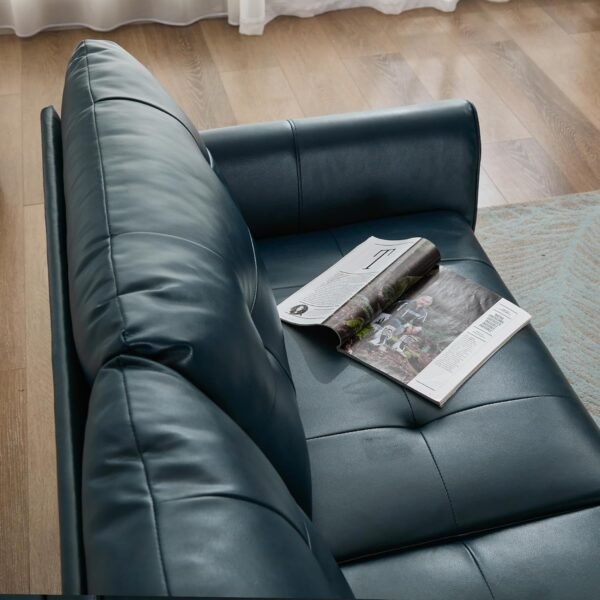 Sofa Couch 61" Small Loveseat Couches for Living Room Blue Leather Couch Mid Century Modern Tufted Mini Sofa Comfy Office 2 Seat Settee Love Seat Small Couches for Small Spaces Bedroom (1, Teal Blue) - Image 5