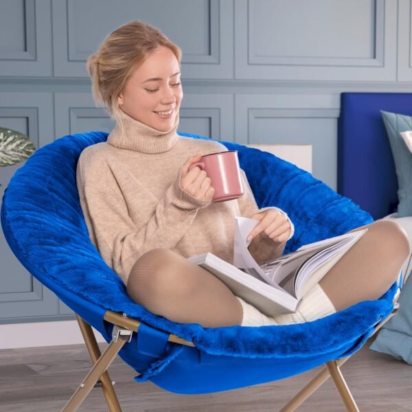 Milliard Cozy Chair/Faux Fur Saucer Chair for Bedroom/X-Large (Royal Blue) - Image 5
