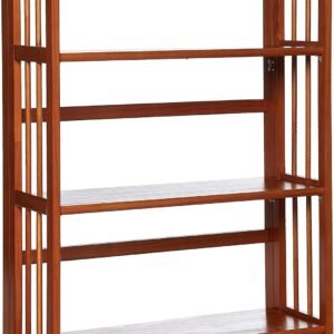 Casual Home 3-Shelf Folding Stackable Bookcase (27.5″ Wide)-Mahagony
