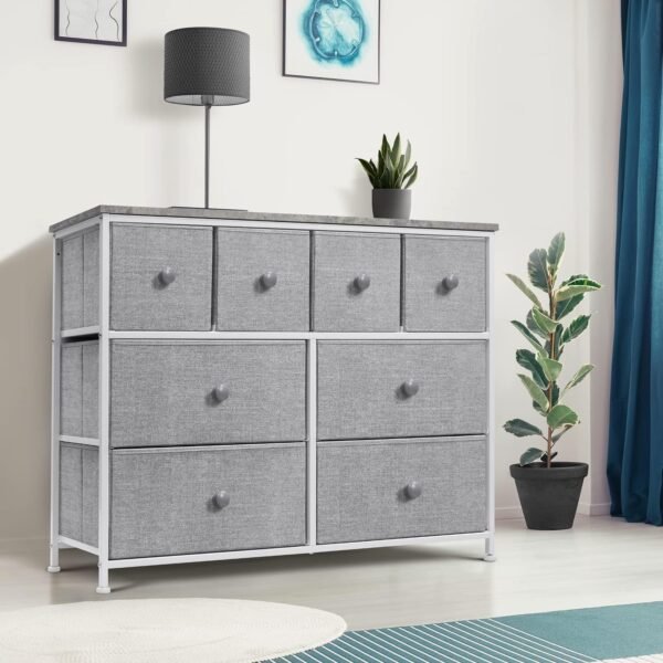 Sorbus Dresser with 8 Drawers - Chest Clothing Organizer Unit with Steel Frame Wood Top Knob Handle Easy Pull Fabric Bins - Large Storage Furniture for Bedroom, Hallway, Living Room, Nursery & Closet - Image 2