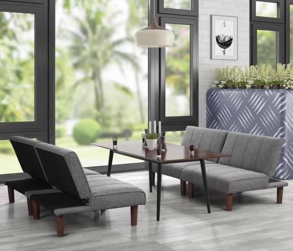 Small Futon Couch, Mini Sofa Couch, Recliner Small Futon, Armless Comfy Living Room Chairs with Adjustable Backrest, Futon Chair for Small Space, Office, Reception, Dark Grey, 1 Pack, 305DR1 - Image 4