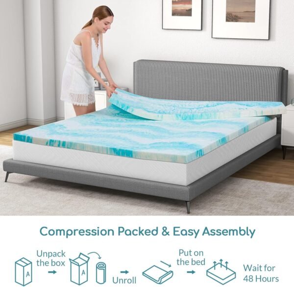 Airdown Mattress Topper, 3 Inch Gel Infused Memory Foam Mattress Topper, Twin - Image 7