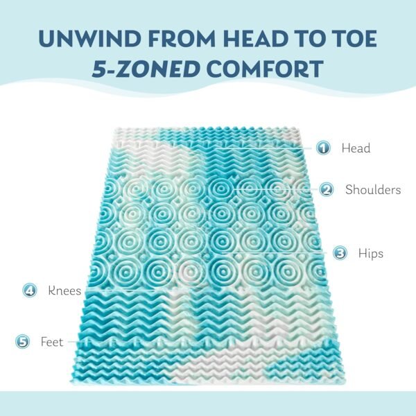 4 Inch 5-Zone Twin XL Memory Foam Mattress Topper, Cooling Gel Infused Foam Mattress Topper for Pressure Relief, CertiPUR-US Certified Twin XL Bed Topper,Blue, 38"×80" - Image 4