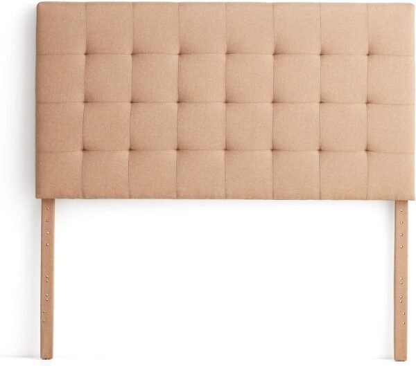 LUCID Upholstered Rectangle Square Tufting headboard, Twin/Twin XL, Beige - Image 3