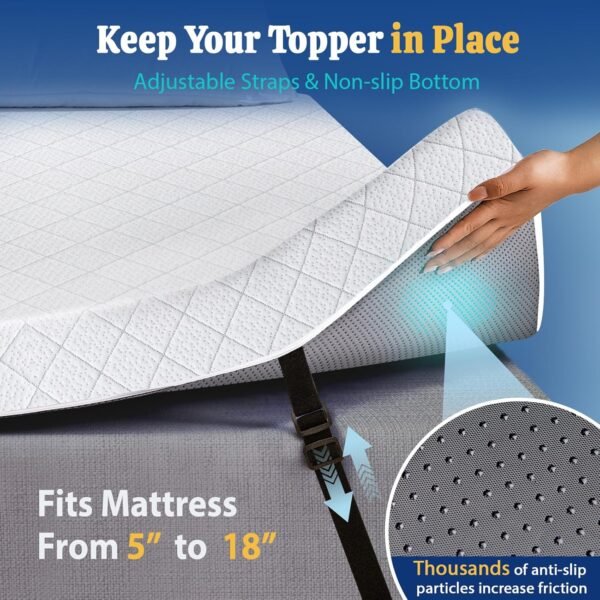 3 Inch Gel Memory Foam Mattress Topper Twin Size,Cooling Ventilated & Breathable Bed Topper for Back Pain Pressure Relief CertiPUR-US Non-Slip Removable & Washable Cover - Image 6