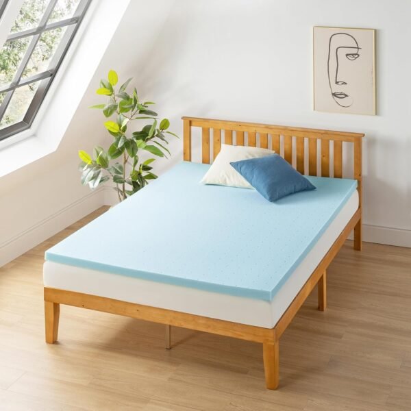 Best Price Mattress 2-inch Ventilated Gel Memory Foam Topper - Twin, Blue - Image 2
