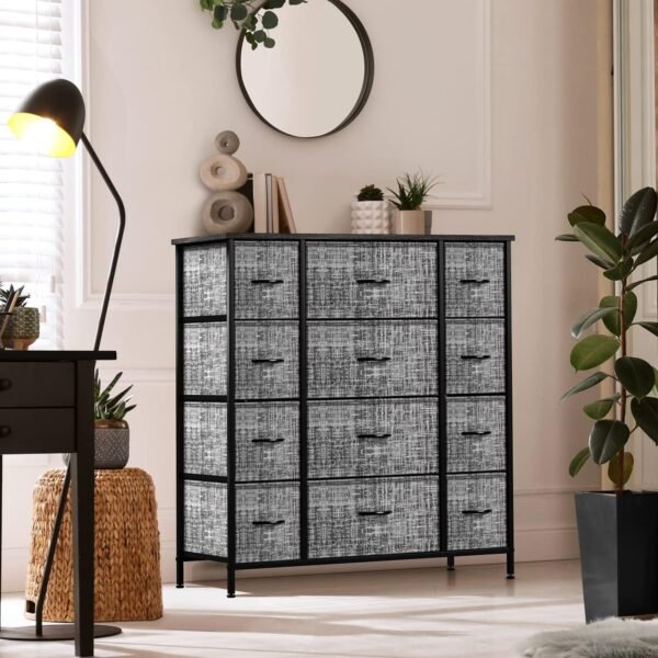 Sorbus Dresser with 12 Drawers - Chest Organizer Unit with Steel Frame Wood Top & Handle Easy Pull Fabric Bins for Clothes - Large Storage Furniture for Bedroom, Hallway, Living Room, Nursery & Closet - Image 2
