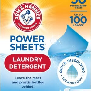 Arm & Hammer Power Sheets Laundry Detergent, Fresh Linen 50ct, up to 100 Small Loads (Packaging may vary)