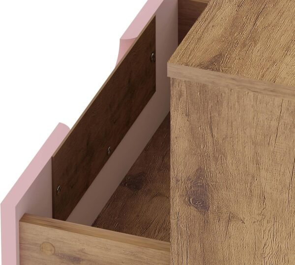 Manhattan Comfort Rockefeller Nightstands Set of 2 with Drawer and Cubby, Ideal for Bedroom and Living Room, Bedside Table with Mid Century Modern Design, Functional Storage Organizer, Pink - Image 8