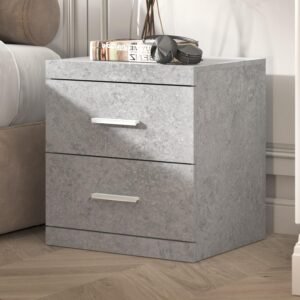 Galano Carmelo Nightstand, Bed Side Table with Rustic Design Drawers, Night Stand for Bedroom, 2 Drawer Storage End Table, for Living Room, 16.26″ D x 18.9″ W x 20.31″ H, Cool Grey