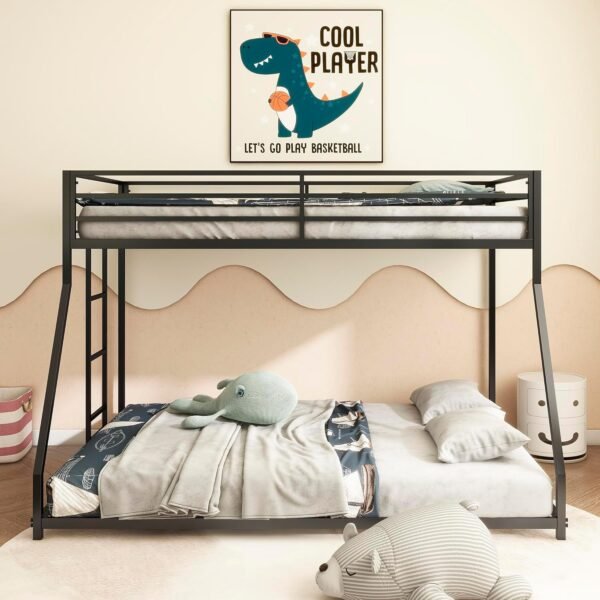 Twin Size Montessori Bed with Door and High Fence,Sturdy Steel Double Platform Bed for Kids, Girls, Boys,No Box Spring Needed,Black - Image 3
