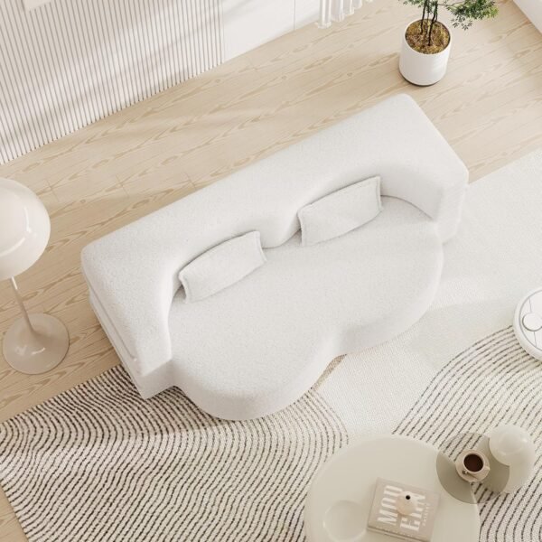 Folding Sofa Bed,15" Full Size Folding Mattress for Living Room,Convertible Teddy Fabric Foam-Filled Pocket Spring Sleeper Sofa Bed (Beige) - Image 5