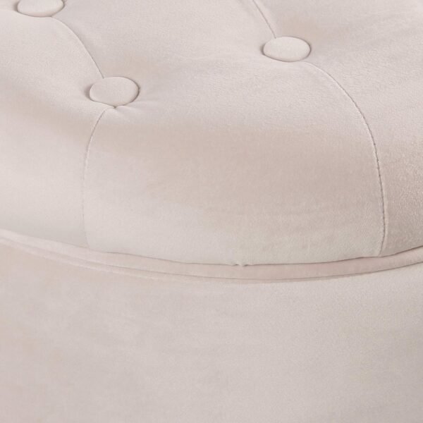 Homepop Home Decor | Upholstered Round Velvet Tufted Foot Rest Ottoman | Ottoman with Storage for Living Room & Bedroom | Decorative Home Furniture, Pink Blush Small - Image 4
