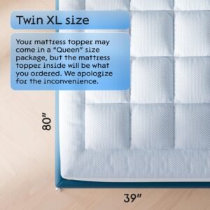 Niagara Cooling Twin XL Mattress Topper – Pillow Top Mattress Cover Quilted Fitted Cooling Topper for Back Pain Deep Pocket Fits 20 Inches (39×80 Inches)