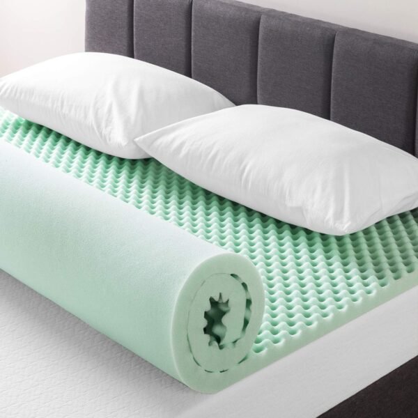 Best Price Mattress 2 Inch Egg Crate Memory Foam Mattress Topper with Calming Aloe Infusion, CertiPUR-US Certified, Full, Green - Image 3