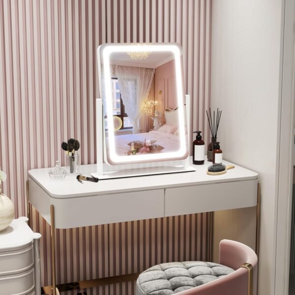 Vanity Mirror with Lights, 12.6"×15" LED Makeup Mirror, Lighted Makeup Mirror with Lights, Smart Touch Control Dimmable 3 Modes Light, Lighted Up Mirror for Makeup Desk, Bedroom, Dressing Room - Image 7