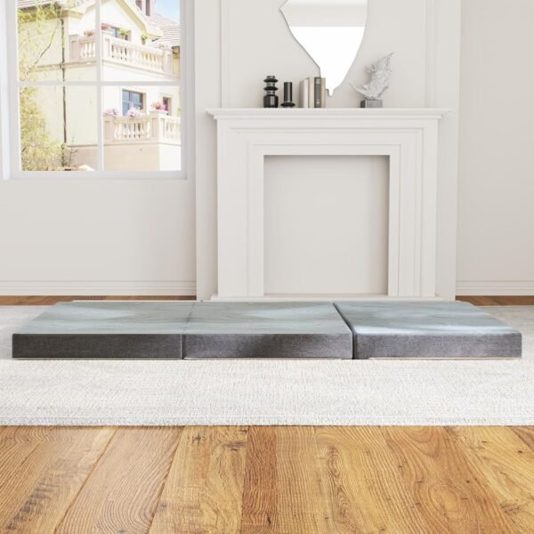 Tri Folding Memory Foam Mattress, 3 inch Tri Folding Mattress Topper, Twin Size - 38""x 75""x 3"", Grey - Image 4