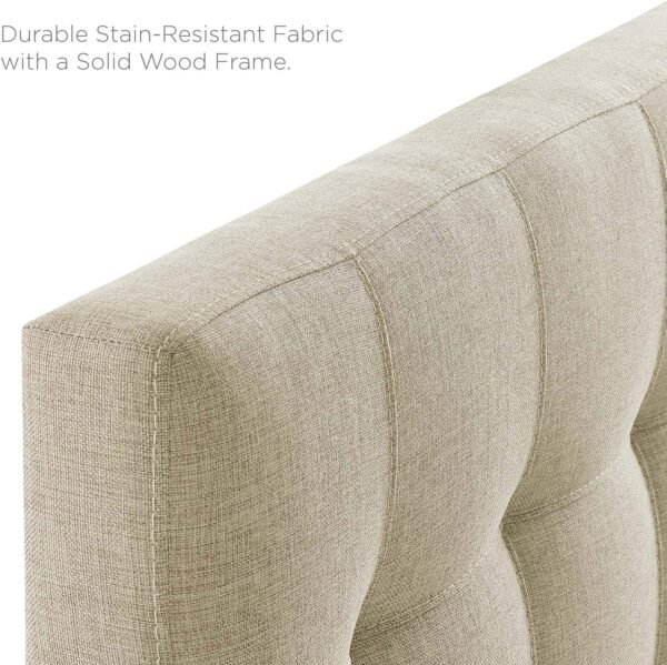 Modway Lily Tufted Linen Fabric Upholstered Twin Headboard in Beige - Image 8