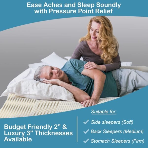 7 Zone Green Natural Organic Latex Mattress Topper Twin XL Size - 3 inch - Medium Firmness - GOLS Certified Latex Foam Bed Pad for College Dorm Room Durable and Breathable Zonal Support - Image 3
