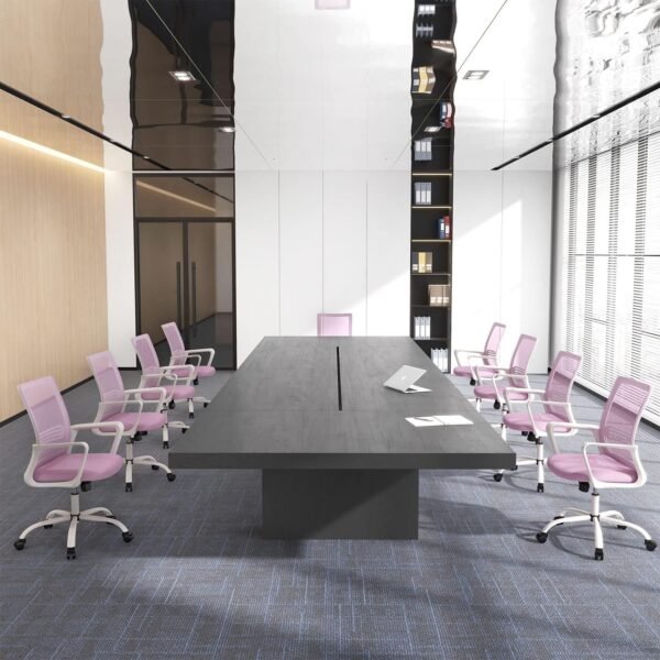 Office Chair, Desk Chair Ergonomic Pink Office Chair Computer, Home Desk Chairs with Wheels Desk Chair, Mid Back Mesh Office Chair Rolling Swivel Chair with Lumbar Support Armrests - Image 8